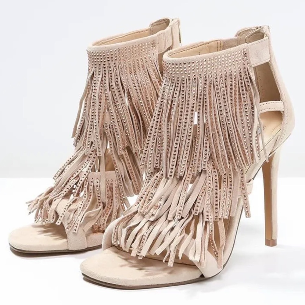Steve Madden Fringe Heels - Beige